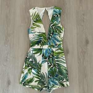 Low Cut Tropical Print Romper